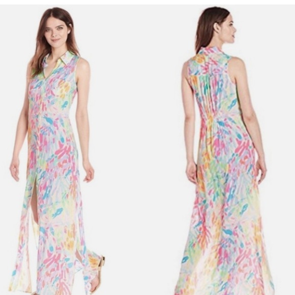 maxi dress under 25 Women's Lucie Multi Linen Blend Scenic Coastal Print Maxi Dress | Size: S